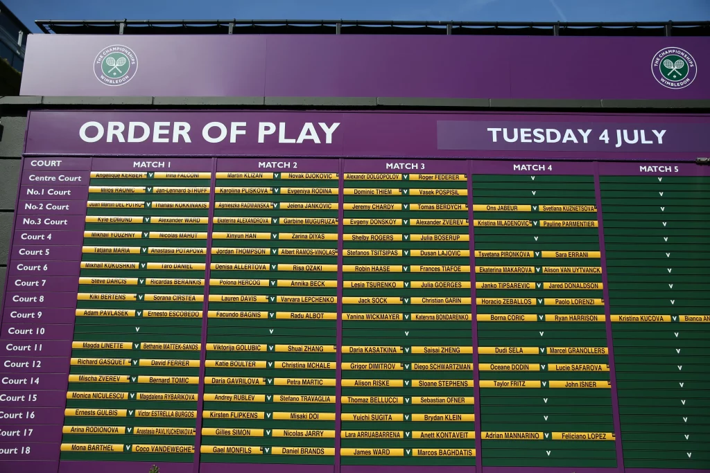 Order of Play Wimbledon